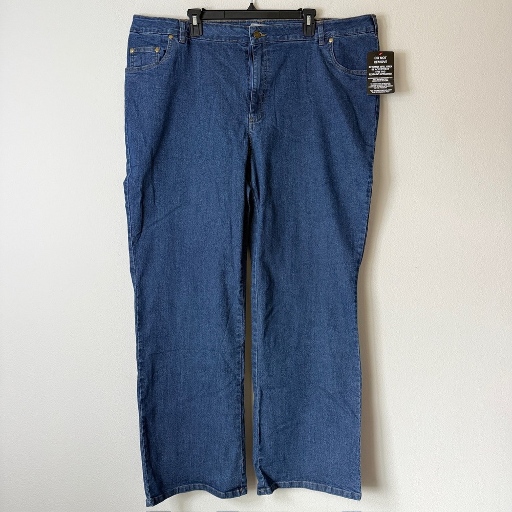 Woman Within Blue Straight Leg Jeans Womens 24W Tall Medium Wash Denim 49-7644-5